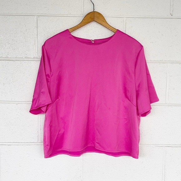 Nasty Gal Collection Barbie Pink Satin Top | Size US 14 - Picture 2 of 9